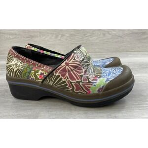 Dansko Volley Women's Clog Blue 6 Slip On Garden Floral Nursing Casual Shoes‎